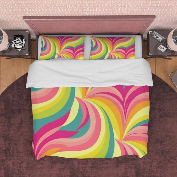 Arco Iris Boho Ropa de Cama Colorido Funda Nórdica Juego de Dormitorio Bohemio, Edredón Floral