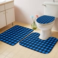 thumbnail image 2 of Black Blue Plaid Bath Mat 3 Piece Bathroom Rug Set, Country Buffalo Checked Gingham Non Slip Bath Rug Contour Mat and Toilet Lid Cover, Absorbent Shower Mats Soft Bath Rugs and Mats Sets, 2 of 8