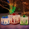 thumbnail image 3 of Set of 3 Lighted Nesting Gift Boxes - 60 LED Light Up Present Boxes with Metal Frame, UL Plug, Reindeer & Snowflake Design for Xmas Tree Indoor Outdoor Holiday Decor, 3 of 6