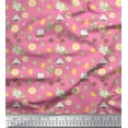 thumbnail image 1 of Soimoi Pink polyester Crepe Fabric Tea Bag,Star Anise & Lemon Slice Vegetable Fabric Prints By Yard 42 Inch Wide, 1 of 1