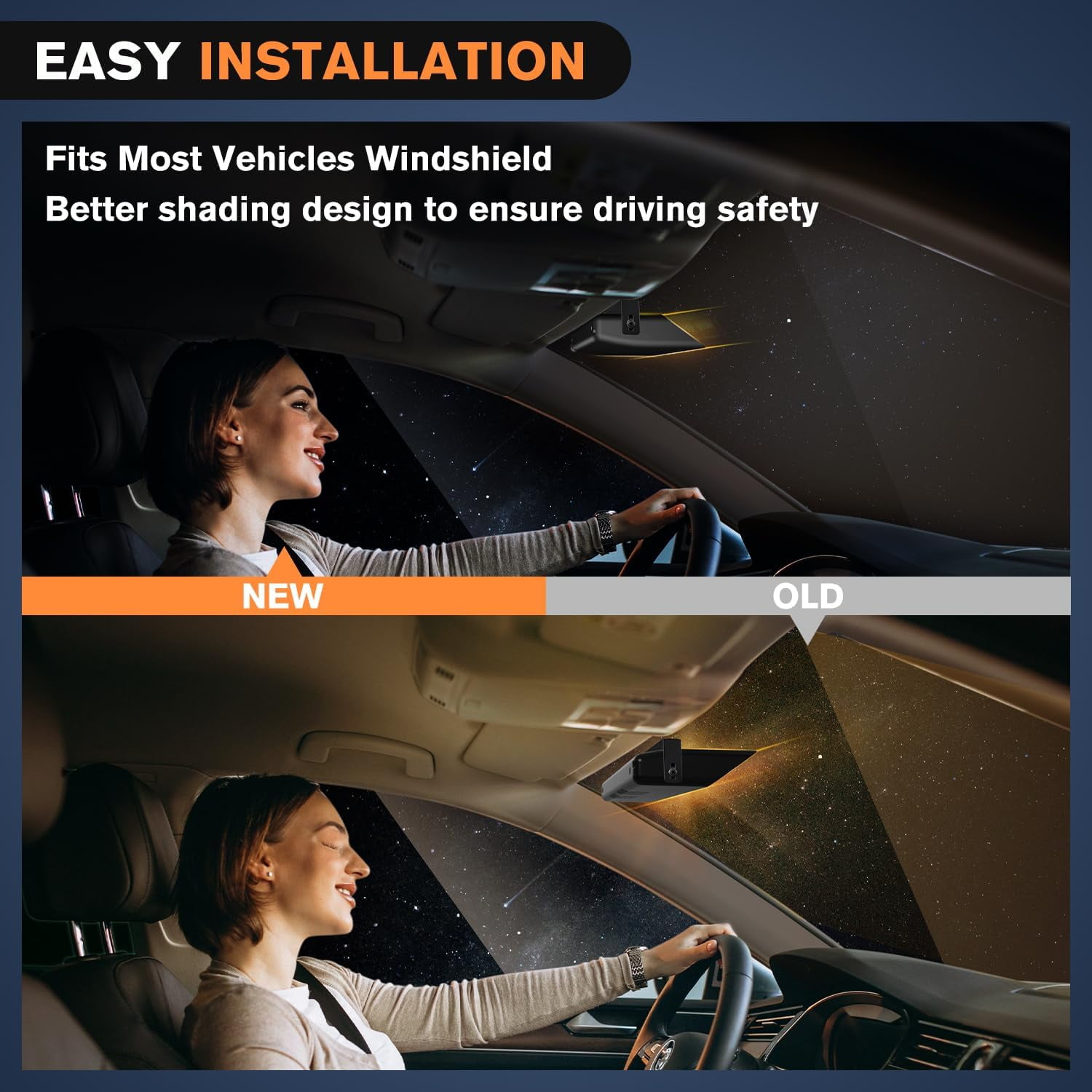 Nilight 32Led Amber White Emergency Dash Strobe Lights with Controller Suction Cups Warning Hazard Interior Front/Rear Windshield Deck Split Light Bar for Truck
