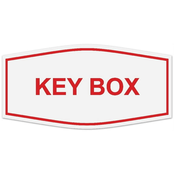 Signs ByLITA Fancy Key Box Sign - Laser-Engraved Lettering | Durable ABS Plastic | Vibrant Colors | Powerful Foam Tape (White/Red) - Large