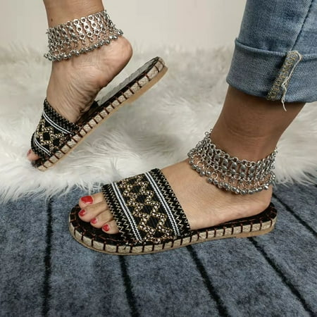 

Fjofpr Slippers for Women Women Printing Flat Open Toe Slippers Shoes Comfy Sandals Casual Comfortable Beach Sandals Hot