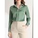 thumbnail image 5 of CAMISAS ELEGANTES PARA MUJER INSPIRADAS CHIC, CON CUELLO PUNTA V Y MANGAS LARGAS, BLUSA DE SATÉN SUAVE M VERDE POLVO, 5 of 8