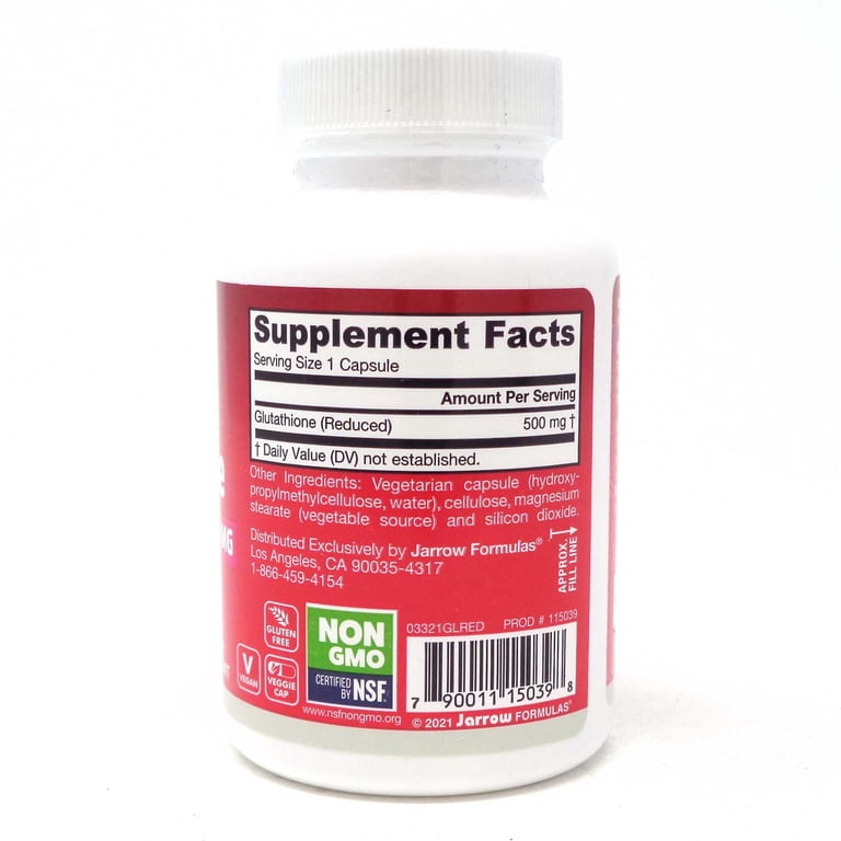 glutathione reduced jarrow Jarrow Formulas® Glutathione Reduced Intracellular Antioxidant Capsules 500  mg, 60 ct