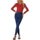 thumbnail image 2 of INSPIRAR CHIC Día de San Valentín Blusa de Encaje Floral de Manga Larga con Escote en V y Detalle de Encaje XS Rojo, 2 of 6
