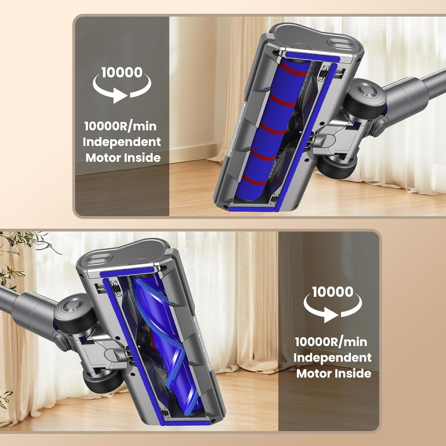 Vacuum Head Replacement for Dy-Son V7 V8 V15 V10 V11 SV14 SV12 SV11 SV10 Vacuum Cleaners with LED Headlights V Shape Roller Brush Head Replacement Parts for Hardwood Floor Carpets Attachment thumbnail 10