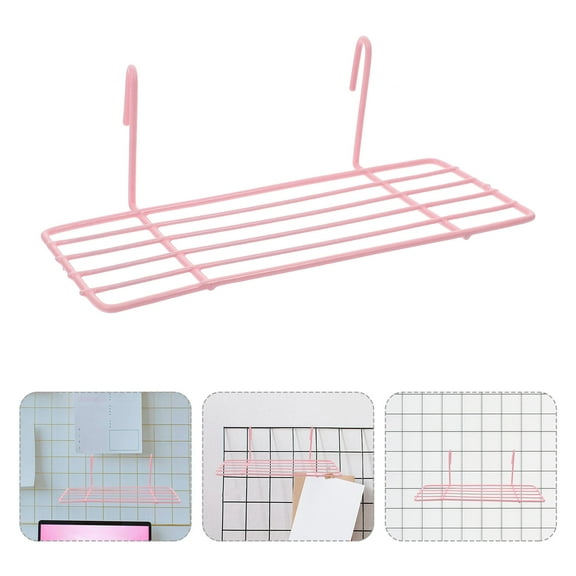 GOOHOCHY 1Pack Hanging Photo Display Iron Wire Storage Basket Rack Straight Shelf For Wall Grid Panel