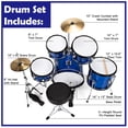 thumbnail image 4 of Infans Sonart 16 Inch 5-Piece Complete Kids Junior Drum Set Children Beginner Kit Blue, 4 of 7