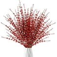 thumbnail image 1 of Xiao Hua 10 flores artificiales de jazmín de 75 cm de largo, ramo de flores falsas, ramas secas de jazmín artificial (rojo), 1 of 5