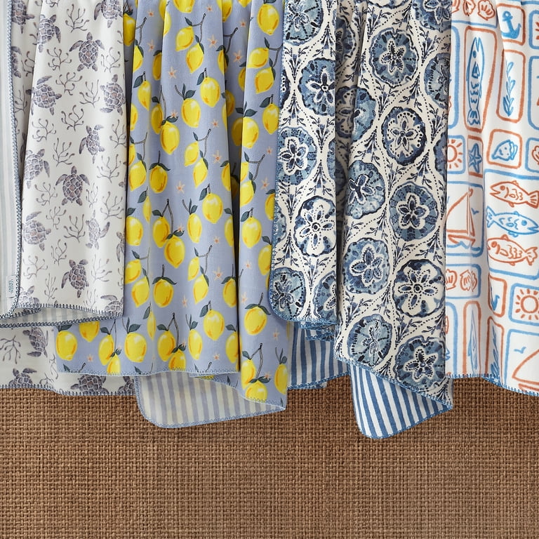 Coastal Living Throw Blanket, Reversible Plush Fleece Blanket for