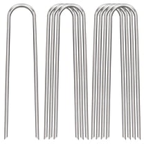 Heavy Duty 12 Inch Landscape Staples 25 Pack, 8 Gauge Galvanized U Shaped Garden Stakes for Weed Barrier Fabric Irrigation Tubing Fence Decor, Silver