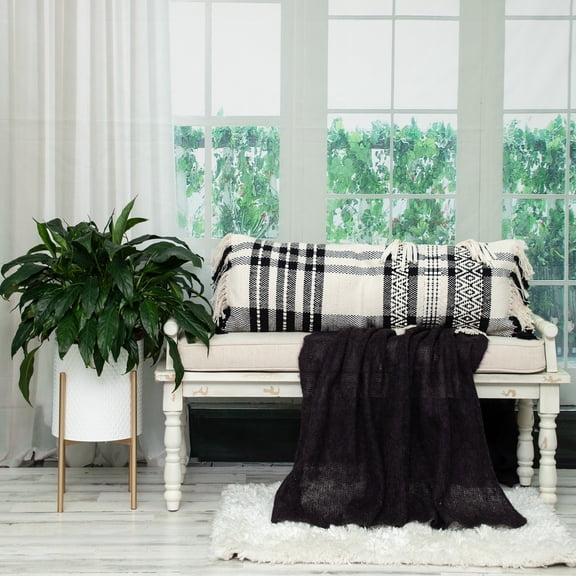 Nassau Collection Rectangular Throw Pillow - 35" - White and Black