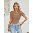 thumbnail image 4 of VICHVVY Womens Fashion Fall Clothes One Piece Cutout Tops Long Sleeve Ribbed Slim Fitted Shirts Tee Tshirts, 4 of 8