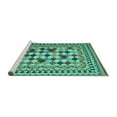 thumbnail image 2 of Ahgly Company Machine Washable Indoor Round Abstract Turquoise Blue Contemporary Area Rugs, 6' Round, 2 of 4
