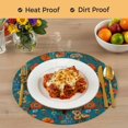 thumbnail image 4 of Orange Green Spring Floral Round 13 Inch Placemats Set of 4, Vintage Botanical Summer Flower HeatResistant Non Slip Place Mats for Dining Table, Wipeable Braided Kitchen Table Mats for Housewarming, 4 of 9