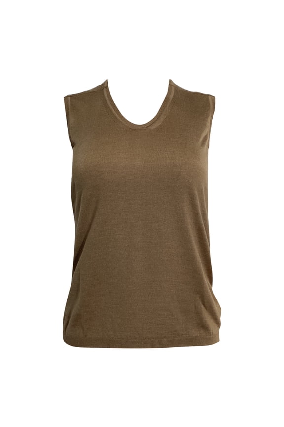 Pre-Owned Saint Laurent Knitted Tank Top in Brown Cashmere