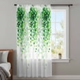 thumbnail image 4 of Spring Green Leaves Sheer Curtains 45 Inches Long, Watercolor Country Vines Botanical Light Filering Curtains, Breathable Simi Curtain Privacy Drapes for Kitchen Bathroom Small Window Treatment, 4 of 9
