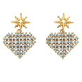 thumbnail image 4 of Pendientes de lujo con forma de estrella chapados en oro de 18 quilates y incrustaciones de circonita cúbica en forma de corazón, color negro, 4 of 4