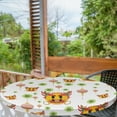 thumbnail image 2 of Ambesonne Emoji Fitted Round Tablecloth, Chinese Folk Dragons Motifs, 45"- 56" Diameter, Green Orange Pale Salmon, 2 of 5