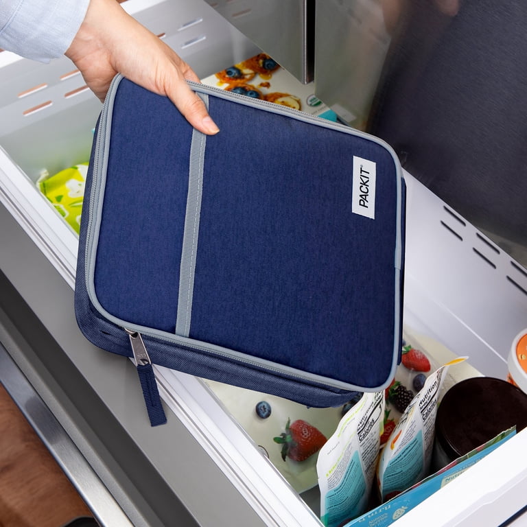 PackIt Freezable Upright Lunch Box, Large, Dusty Navy & Gray photo 5