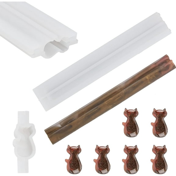 Silicone Cute Cat Tube Embed Soap Candle Column Round Molds Making Supplies Tools for DIY Craft Dessert Clay Party Decoration (Clear)