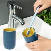 Double Layer Toothbrush Cup with Holder,Plastic Bathroom Rinsing Cup for Couples,Dormitory,Students,Multipurpose Mouthwash Cup for Brushing Teeth,Drinking,Coffee,Tea,Milk,Compact 4.1x2.8x2.8in