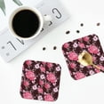 thumbnail image 4 of Yiaed Rose Flowers Print Leather Coasters for Drinks - Cup Coasters Coffee Table Kitchen Table Bar, Home & Office Gifts Handmade Drink Coasters-Square, 4 of 6