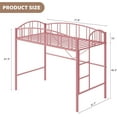 thumbnail image 2 of Loft Bed Twin Size, Heavy Duty Metal Loft Bed Frame with Arched Guardrail and Safety Ladder, Space-Saving, No Box Spring Needed, Pink, 2 of 8