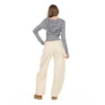 thumbnail image 5 of Forever 21 Women's Beige Barrel-Leg Cargo Jeans, Wide Barrel Silhouette for Everyday Casual Wear, Size 10, 5 of 6