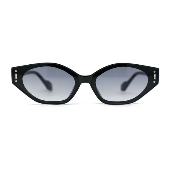 Mod Inset Lens Elegant Cat Eye Plastic Fashion Sunglasses Black Smoke