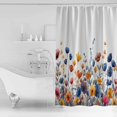 thumbnail image 2 of Blue and Shower Curtain, 66" x 72", Yellow Poppy Watercolor Floral Plants Waterproof Bathroom Curtain Washable Shower Curtain Set with 12 Hooks, 2 of 6