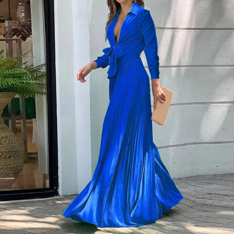 chinese dress ladies Distinction Long Dress French Blue – carol's boutique main image 0