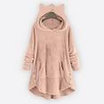 thumbnail image 2 of gakvbuo Fleece Jacket For Women Cat Hoodie With Ears&Button Down Pullover Hoodie Fleece Hooded Sweatshirt Cat Ear Irregular Solid Long Sleeve Warm Winter Oversized Outwear With Pocket, 2 of 6