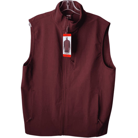 32 Degrees Heat Men’s Midweight Tech Vest – Full-Zip Sleeveless Shell, Water-Repellent Finish (Red, M)