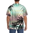 thumbnail image 3 of Balery Tropical Summer Palm Camisa Casual de Manga Corta con Botones para Hombre, Texturizada, Estilo Cubano, para Playa, Verano-Small, 3 of 5