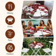 thumbnail image 7 of Red Plaid Snowman Christmas Round Tablecloth, Fitted Table Cover with Elastic for 36"-44" Round Tables, Xmas Snowflake Birds Berry Winter Table Cloth Outdoor Dinning Party Waterproof Tablecloths, 7 of 7