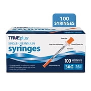 TRUEplus Single-Use Insulin Syringes, 30G 0.5cc 5/16 Inch Needle, 100 Count