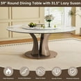 thumbnail image 3 of Montary 9 Piece Modern Dining Table Set of 8, Round 59" D Faux Marble Dining Table with Lazy Susan, Sintered Stone Top and Stainless Steel Tree Branch Base Dining Room Table with 8 Dining Chairs, 3 of 8