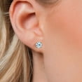 thumbnail image 3 of Gem Stone King 18K Yellow Gold Plated Silver Sky Blue Topaz Stud Earrings for Women Men (2.00 Cttw, Gemstone November Birthstone, Round 6MM), 3 of 6