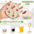 thumbnail image 2 of Yayeee 6 PCS Drink Coasters with Holder Set Woven Absorbent Round Tabletop Hot Pad, Red Cherry, 2 of 7