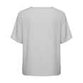 thumbnail image 6 of Womens Short Sleeve Tops Button Down Shirt Soft Solid Color Summer Daily Wear Grey L, 6 of 6