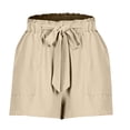 thumbnail image 4 of ZLBDYG Teen Cotton Linen Shorts Girls Oversized Elastic Waist Wide Leg Shorts Drawstring Summer Casual Beach Short Pants with Pocket, 4 of 4