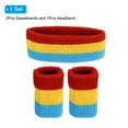 thumbnail image 3 of Uxcell 2 Sport Wristbands & 1 Headband Set Cotton Absorbent Athletic Sweatband Red, Yellow,Dark Blue, 3 of 6