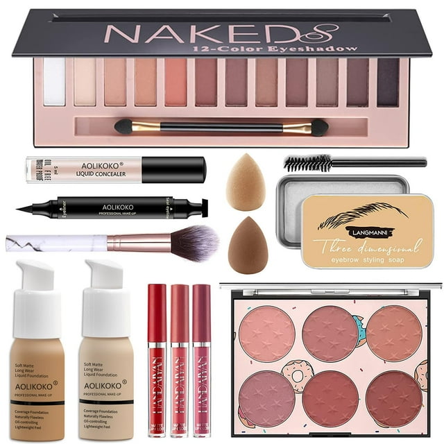 Kit de maquillaje AOLIKOKO Base de Lápiz labial para sombra de ojos de 12 colores