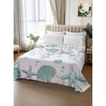 thumbnail image 2 of Ocean Coastal Flat Sheet Only Twin Size, Soft Breathable Bed Top Sheets for Mattress, Nautical Starfish Conch Seashells Coral Luxury Bedding Flat Sheets for Home Hotel Bedroom Bed Protection, 2 of 9