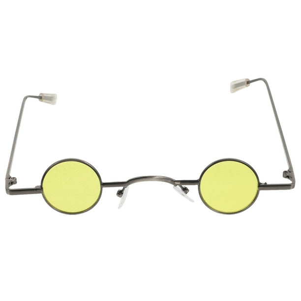 EeaseMX Gafas de sol con montura redonda pequeña, creativas, decorativas, para fiesta y playa, para hombres y mujeres (amarillas)