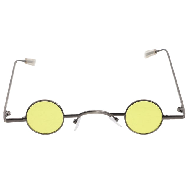 EeaseMX Gafas de sol con montura redonda pequeña, creativas, decorativas, para fiesta y playa, para hombres y mujeres (amarillas)