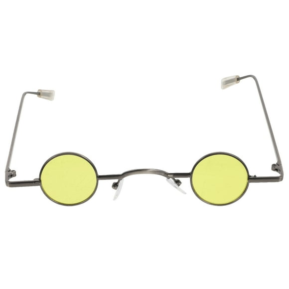 GOOHOCHY Gafas de sol pequeñas con montura redonda, gafas creativas, gafas decorativas para fiestas, gafas de playa para hombres y mujeres (amarillo)