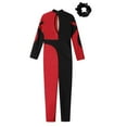 thumbnail image 4 of Alvivi Kids Girls Full Body Dance Unitards Bodysuit Gymnastics Leotards Figure Ice Skating Jumpsuit Burgundy&Black 10, 4 of 5